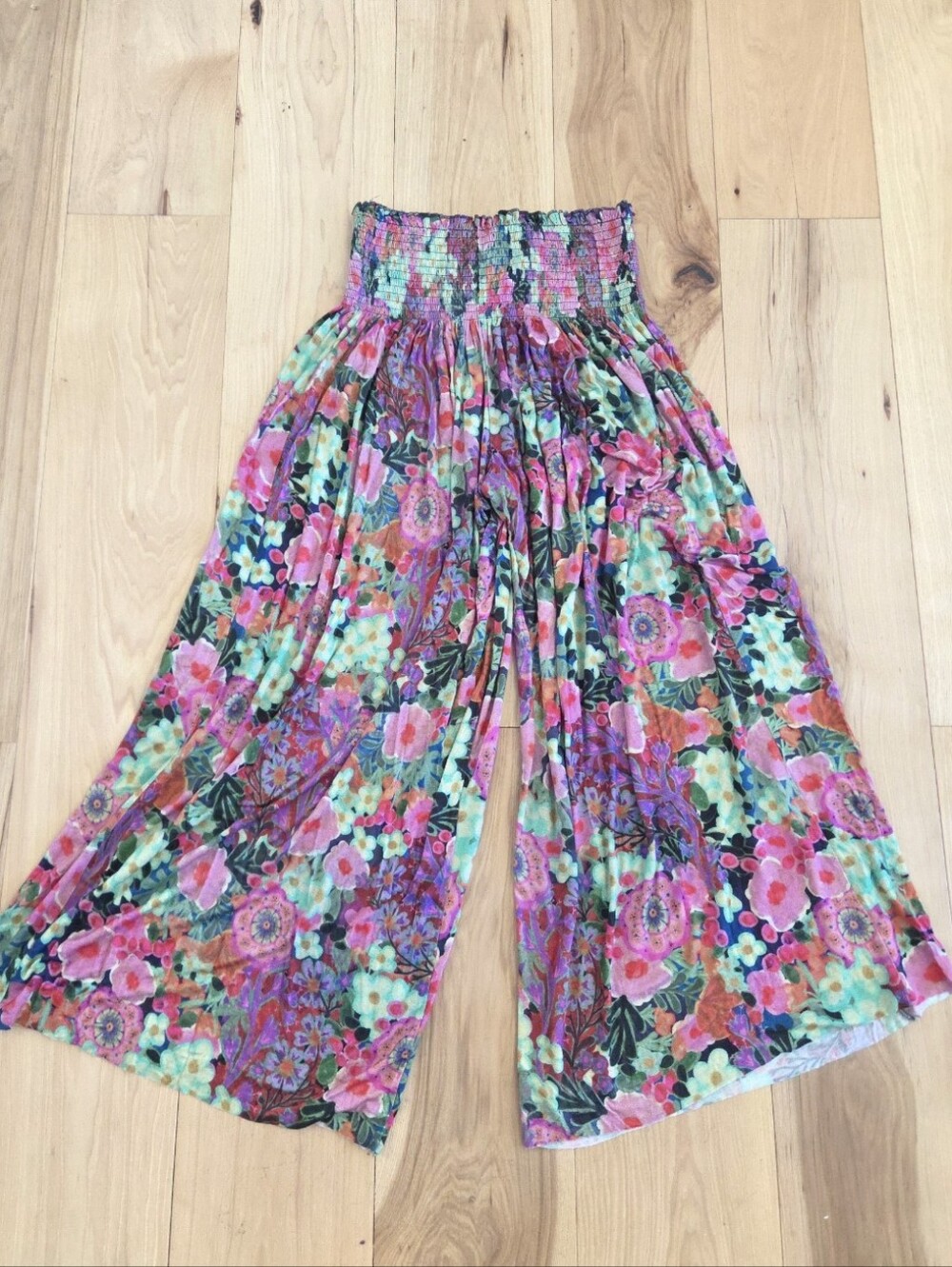 NWT Natural Life Make A Move ButterSoft Palazzo Pants Pink Painted Garden L - Picture 7 of 7